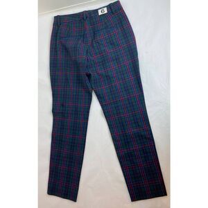 Gap Slim Ankle High Rise Pants Plaid Green Red Blue NWT - Size 6